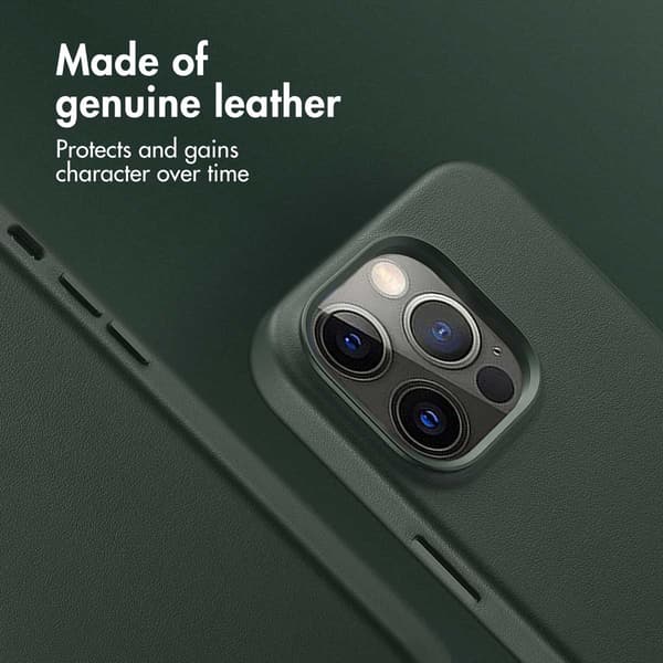 Accezz Läder Baksida MagSafe för Apple iPhone 14 Pro - Cedar Green