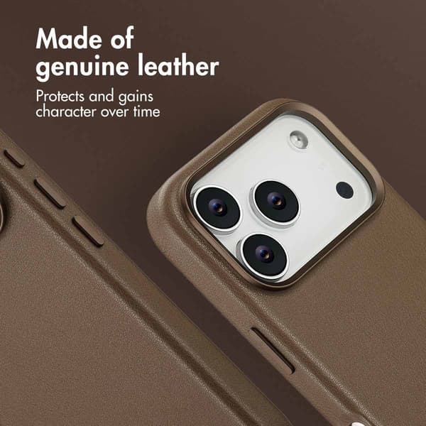 Accezz Läder Baksida MagSafe för Apple iPhone 17 Pro - Coffee Brown