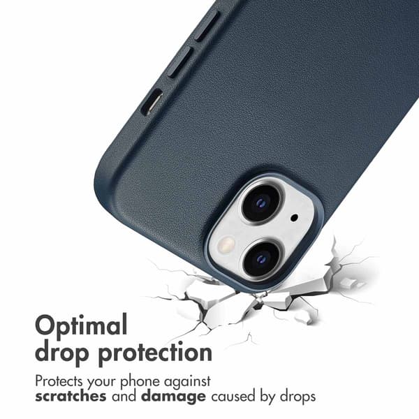 Accezz Läder Baksida MagSafe för Apple iPhone 14 - Nightfall Blue
