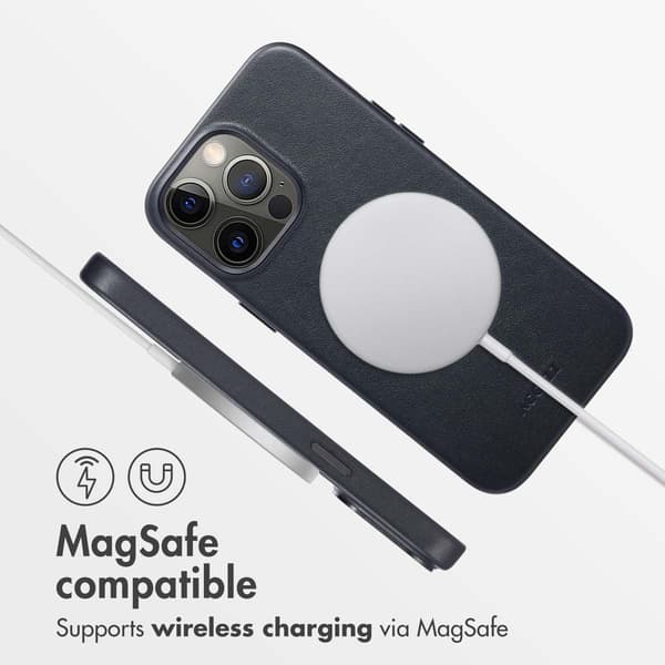 Accezz Läder Baksida MagSafe för Apple iPhone 14 Pro Max - Onyx Black