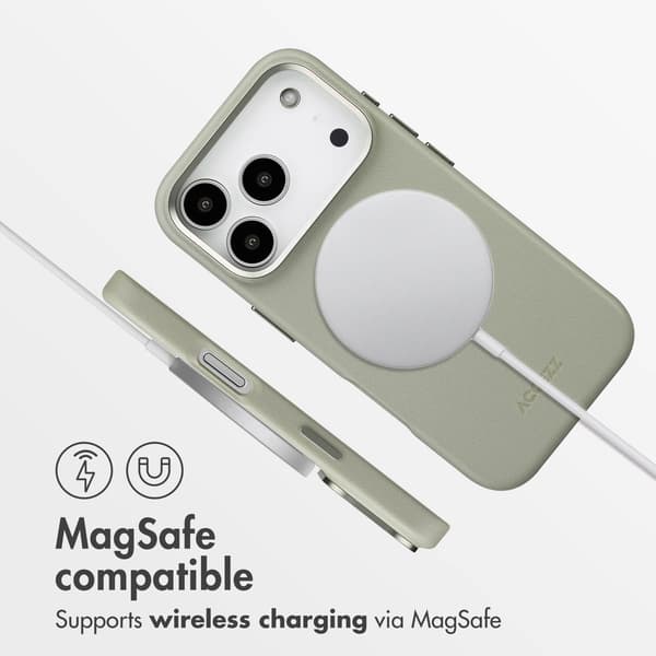 Accezz Læder bagside-cover med MagSafe til Apple iPhone 17 Pro - Light Grey