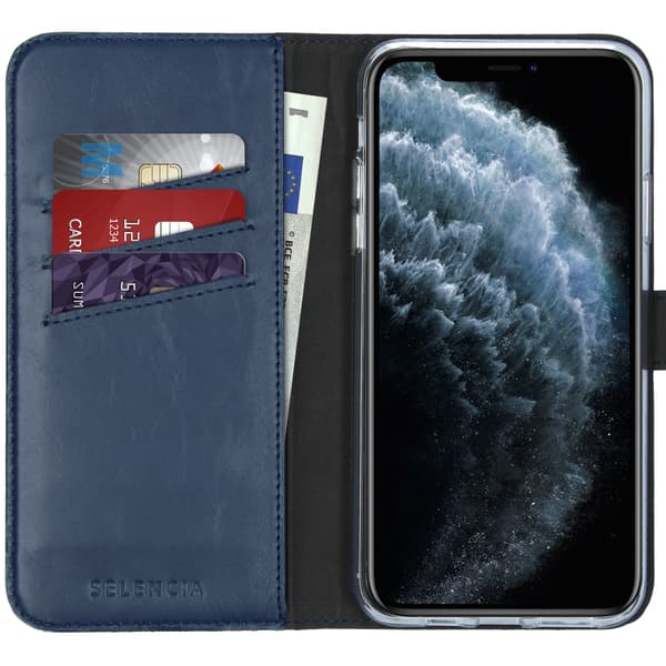 Selencia Ægte læder bogomslag til Apple iPhone 11 Pro Max - Blå