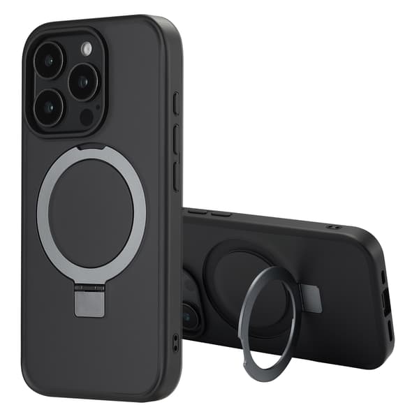 Accezz Ring Stand bagside-cover med MagSafe til Apple iPhone 16 Pro Max - Sort