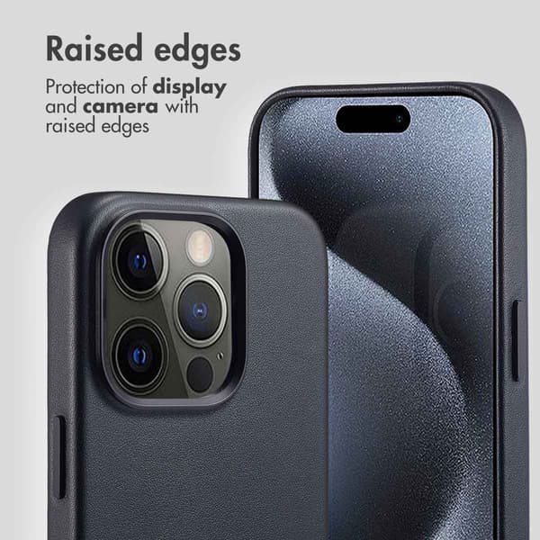 Accezz Läder Baksida MagSafe för Apple iPhone 15 Pro - Onyx Black