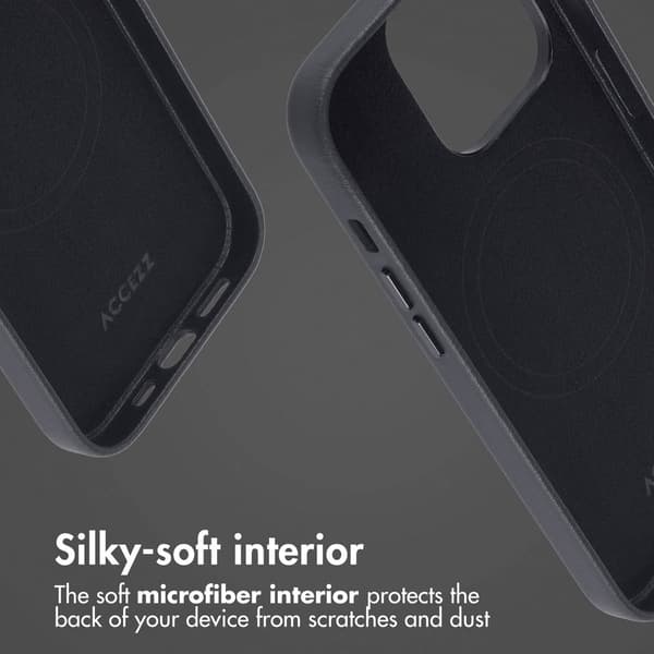 Accezz Läder Baksida MagSafe för Apple iPhone 14 Pro - Onyx Black