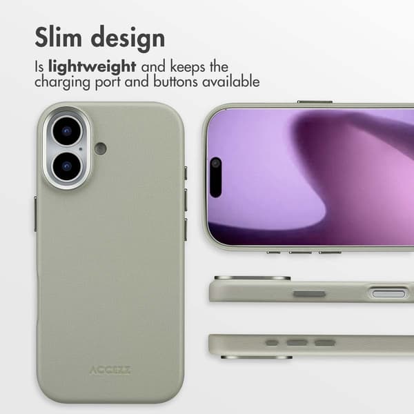 Accezz Läder Baksida MagSafe för Apple iPhone 17 - Light Grey