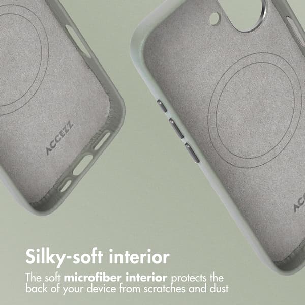 Accezz Läder Baksida MagSafe för Apple iPhone 16 - Light Grey