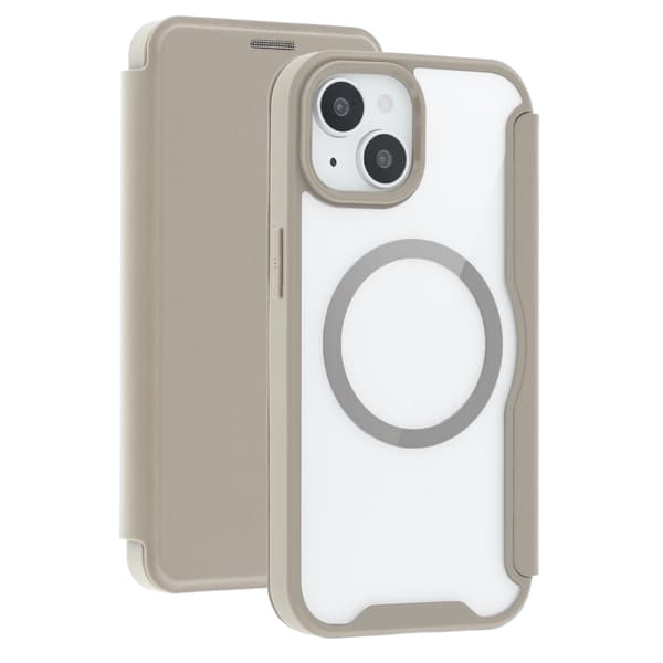Transparent Bookcase with MagSafe for the Apple iPhone 15 - Beige
