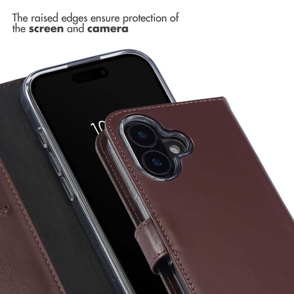 Selencia Ękta läder bokfodral för Apple iPhone 16 - Brun