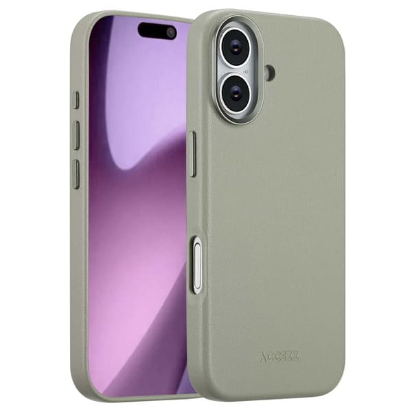 Accezz Læder bagside-cover med MagSafe til Apple iPhone 17 - Light Grey