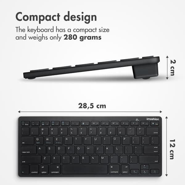 imoshion Wireless Bluetooth Keyboard - Wireless Keyboard - QWERTY - Black