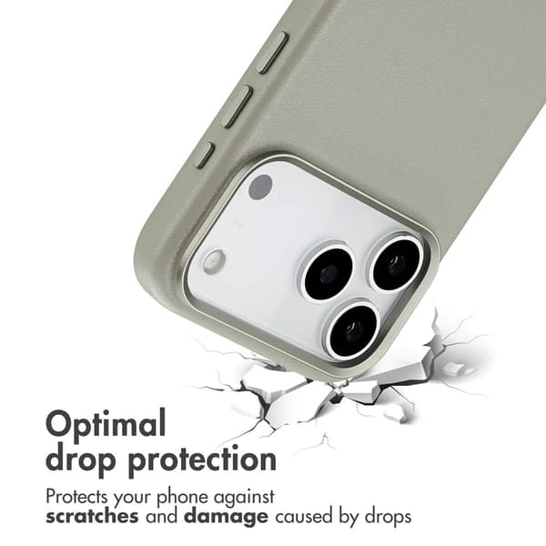 Accezz Läder Baksida MagSafe för Apple iPhone 17 Pro Max - Light Grey