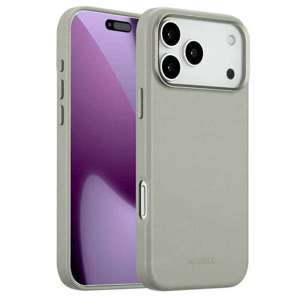 Accezz Läder Baksida MagSafe för Apple iPhone 17 Pro Max - Light Grey