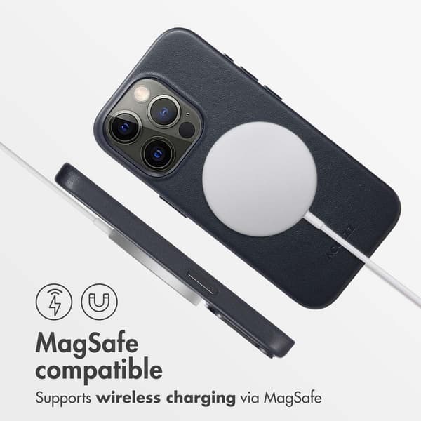 Accezz Läder Baksida MagSafe för Apple iPhone 15 Pro - Onyx Black