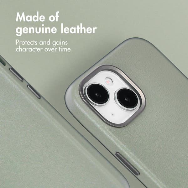 Accezz Läder Baksida MagSafe för Apple iPhone 15 - Light Grey
