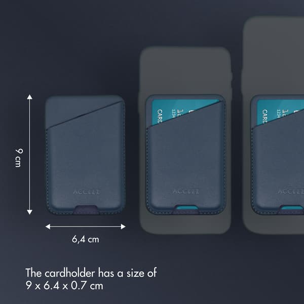Accezz Leather Card Holder - Compatible with MagSafe and Qi2 - Nightfall Blue