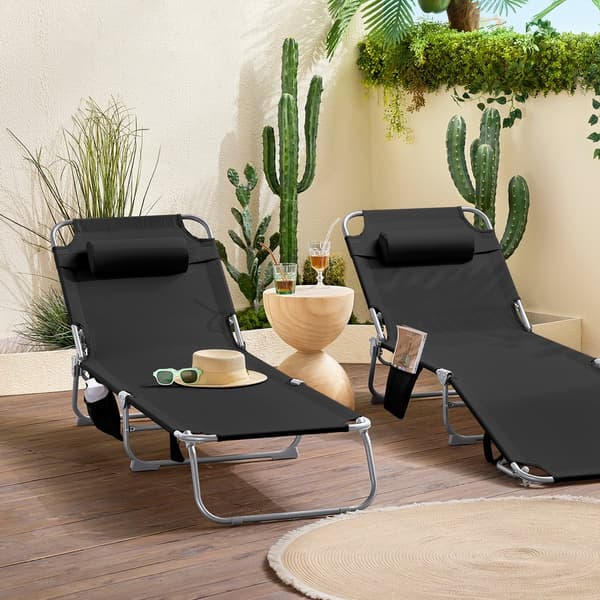 SoBuy Sammenklappelig Solseng – Liggestol til Terrasse&Have | Sort OGS35-SCH