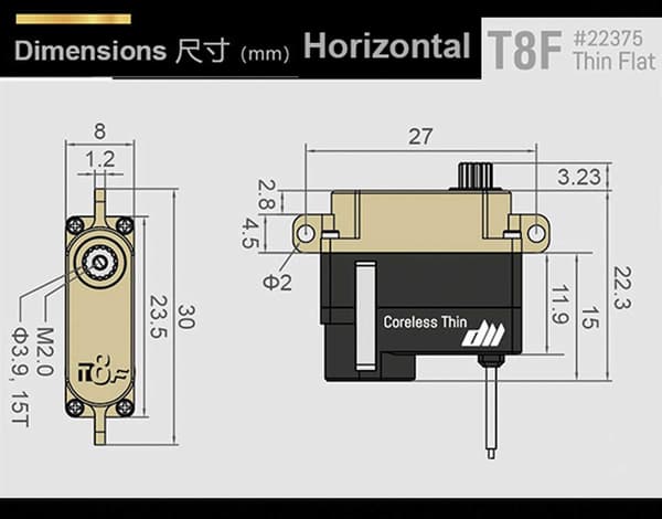 Dualsky T8F Thin Flat Servo 3kg/0.08s