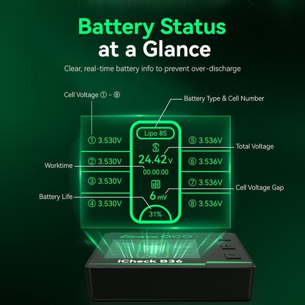 Gens Ace iCheck B36 - Smart Battery Checker