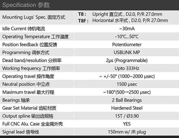 Dualsky T8 Coreless Thin Servo 3kg/0.08s