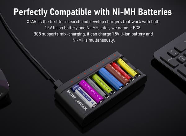 XTAR BC8 AA/AAA lader 0.5A