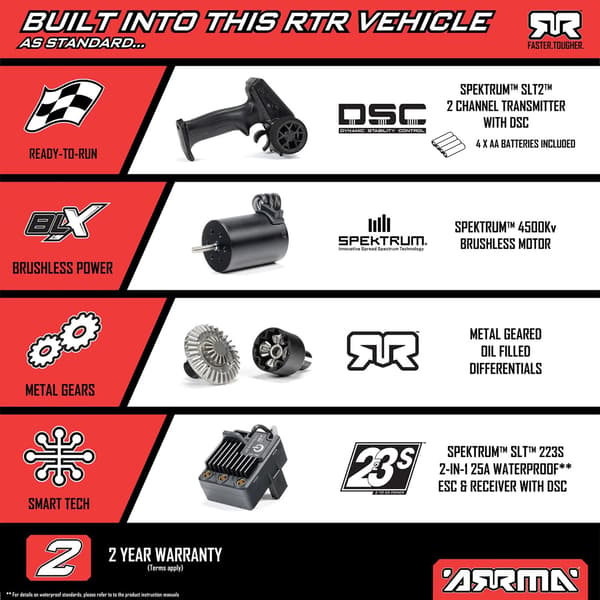 ARRMA Typhon Grom 223S BLX 4WD Sølv/Sort - RTR