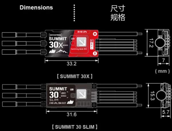 Dualsky Summit 30 Slim U6 25A ESC 2-6S UBEC