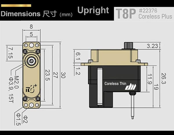 Dualsky T8 Kerneløs Plus Servo 5.9 kg/0.08 s