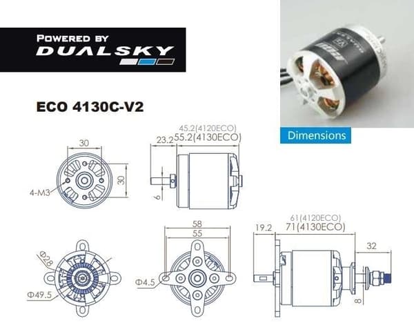 Dualsky ECO 90E Combo 4130C og 130 Lite ESC