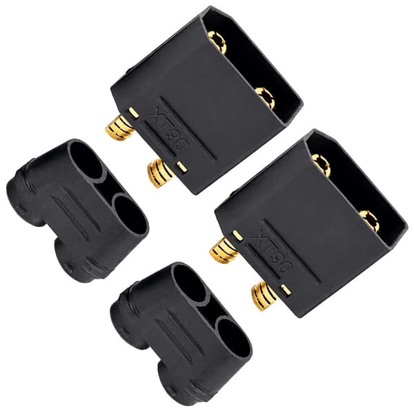 Bronto XT90 Svart med lock - 2x Hane