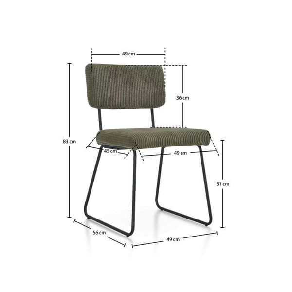 Set med 2 stolar Design MATYS i grönt ribbat sammet
