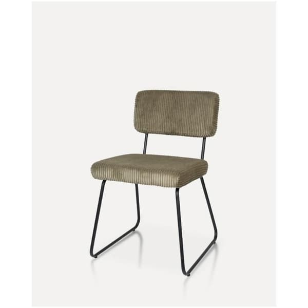 Set med 2 stolar Design MATYS i grönt ribbat sammet