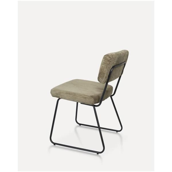 Set med 2 stolar Design MATYS i grönt ribbat sammet