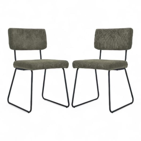 Set med 2 stolar Design MATYS i grönt ribbat sammet