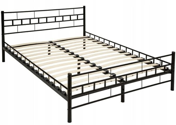 Metalsengestel med lamelbund - 180x200 - Sort