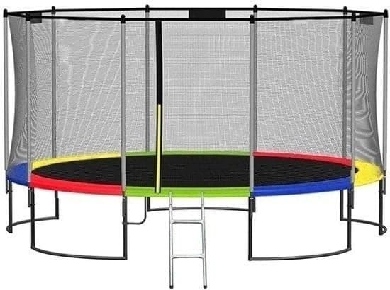 305cm Regnbåge Trampolin med Säkerhetsnät & Stege - GS-certifierad, Budgetvänlig