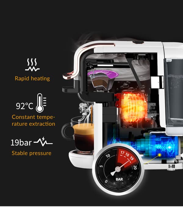 HiBREW H2A White Multi-Capsule kaffemaskin för vardaglig hemkaffe