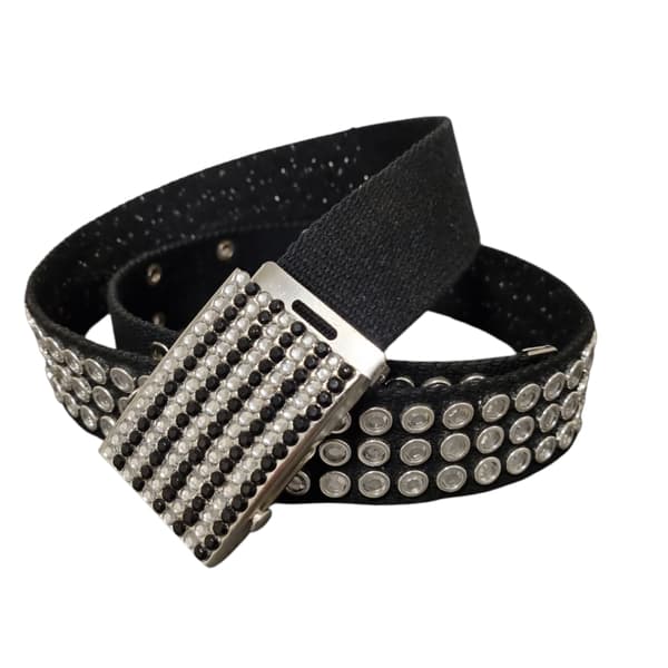 Strass belte - svart stoff