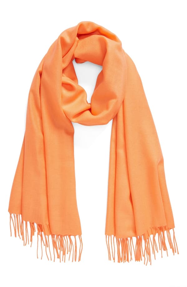 Lys orange sjal - Imiteret kashmirsjal