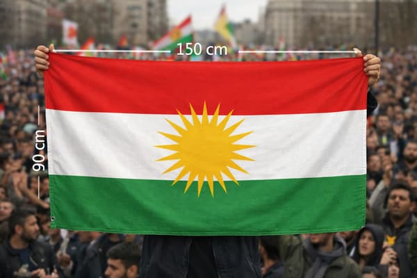 Kurdisk flag 150×90 cm - Perfekt til demonstrationer og events