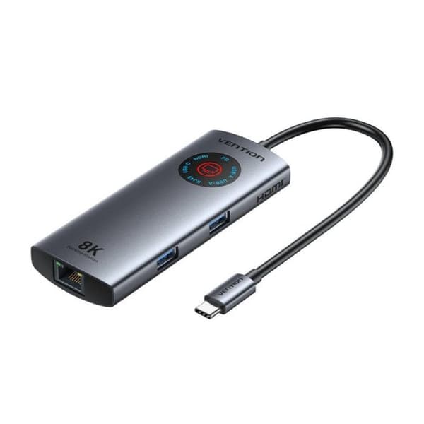 Dockningsstation USB Typ-C Vention TQZHB- RJ45- 2xUSB- 1xUSB Typ-C- 1xHDMI- 1xUSB Typ-C PD- Grå