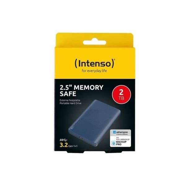 Intenso Memory Safe 2TB HDD 2.5" 5400rpm USB 3.2 Gen 1 Blå + Backup-programvara