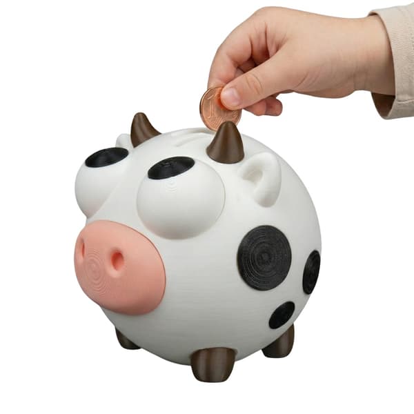Ko-myntbank | Söt spargris i plast
