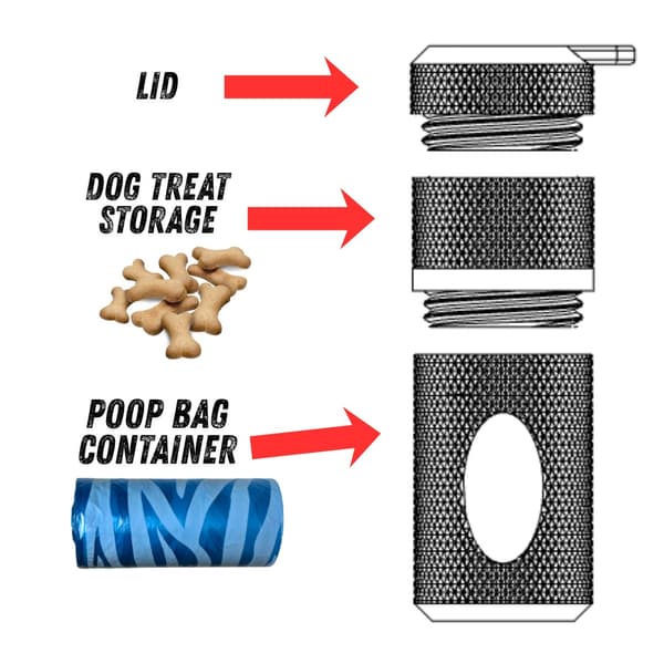 PoochPod | Dispenser for bæsjeposer med godbitoppbevaring S