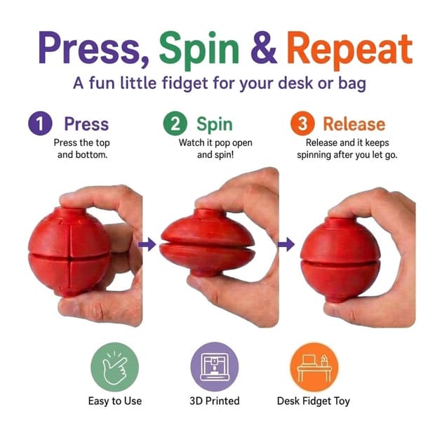 Tryck och snurra Fidget Squishy stressbollleksak - HelixCore