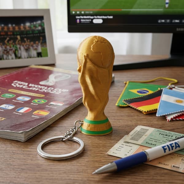 FIFA Fodboldtrofæ Nøglering med lynlås