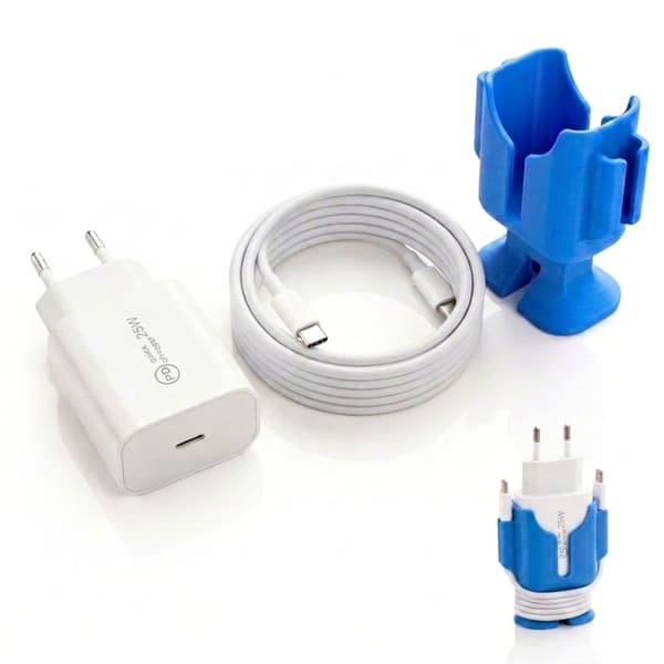 Hurtiglader 25W for Apple og Samsung 2m USB-C med ChargeWrap