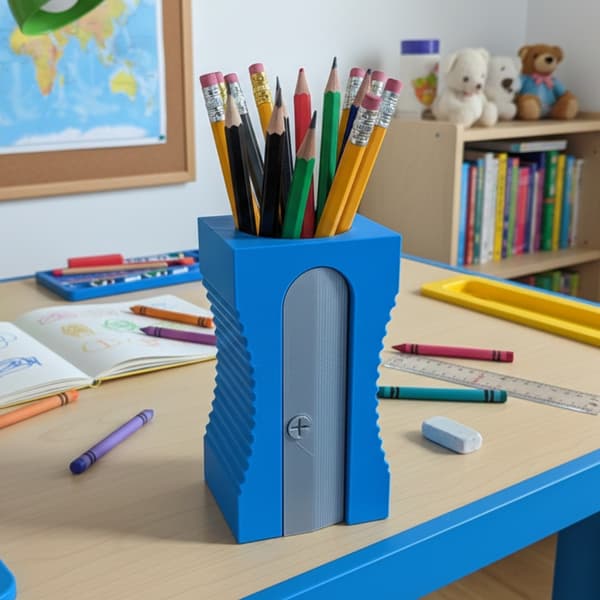 Sharpner Formet Pen Blyant Holder - Sjov Skrivebordsorganisator