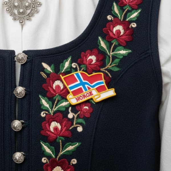 3-pak reversnåle med Norges flag