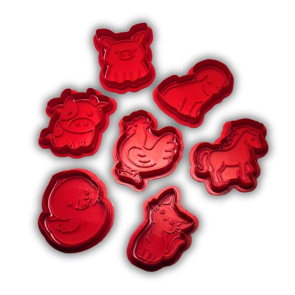 7-pack kakformar med bondgårdsdjur för bakning/Playdough